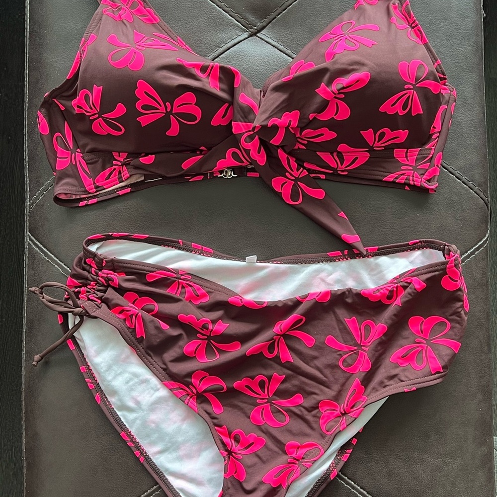 Nextmia NWOT Pink and Brown Bikini with Strappy Design - Picture 2 of 6